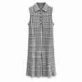 Thom Browne Style Gray Tweed Jacquard Sleeveless Polo Dress