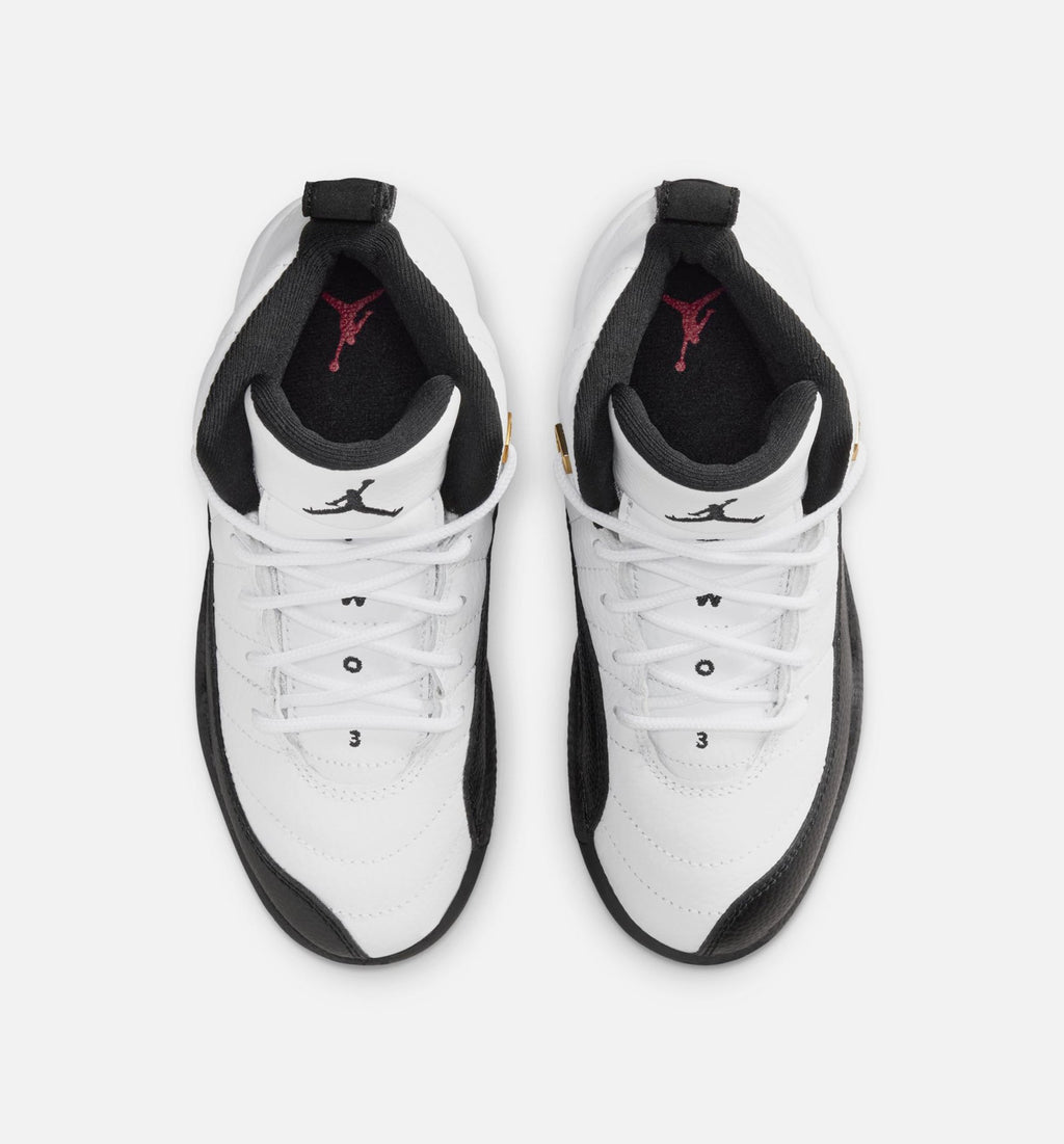 Air Jordan 12 Retro Taxi Preschool Lifestyle Shoe – White/Black/Taxi