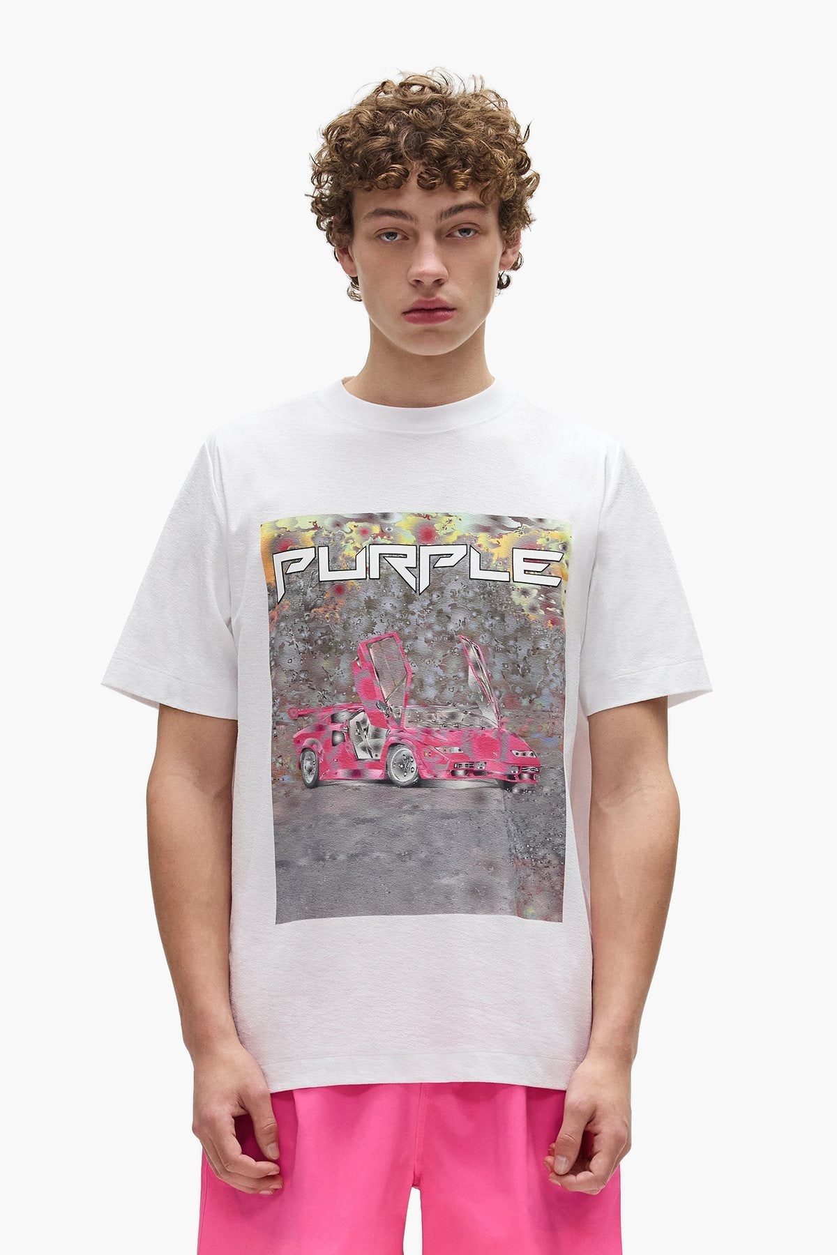 Purple Brand Ditched Car Graphic T-Shirt